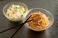 Soy spaghetti and cantonese rice Royalty Free Stock Photo