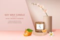 Soy Wax Candle Ads Banner Concept Poster Card. Vector