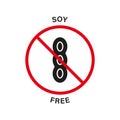 Soya Edamame Free Silhouette Black Icon. Soy Red Stop Sign. Soybean Forbidden Symbol. Legume Soya Allergy Food Ban Logo