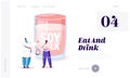 Soya Products Alternative Beverage Website Landing Page. Doctor Advice Woman Drink Soy Milk. Healthy Nutrition