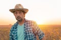 Soybean farmer portrait in field