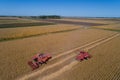 Soybean harvest shoot from drone Royalty Free Stock Photo