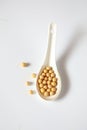 Soybean spread in spoon Royalty Free Stock Photo
