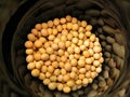 Soybeans in black container