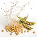 Soybeans Splash isolated on transparent background Royalty Free Stock Photo