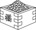 Soys of Japanese Setsubun went into measuring box outline