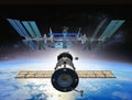 Soyuz docking on International Space Station Royalty Free Stock Photo
