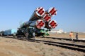 Soyuz Launch Vehicle Rollout Royalty Free Stock Photo