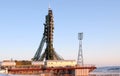 Soyuz Spacecraft on Launch Pad in Baikonur