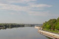 Sozh river embankment near the Palace and Park Ensemble in Gomel, Belarus. Royalty Free Stock Photo