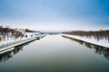 Sozh river embankment near the Palace and Park Ensemble in Gomel Royalty Free Stock Photo