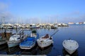 Sozopol boats on smooth morning water