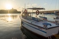 Sunset view with Boat at port of Sozopol, Burgas Region, Bulgaria