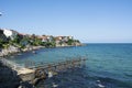 Sozopol, Bulgaria - July 4, 2023: an old rusty construction in the old town of Sozopol