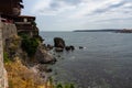 View of the coast and the remains of the fortress wall of Sozopol