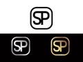 SP Initial box shape Gold color later Logo Design