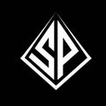 SP logo letters monogram with prisma shape design template