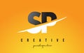 SP S P Letter Modern Logo Design with Yellow Background and Swoosh.