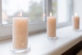 SPA accessories. Scented candles on the windowsill.