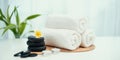 Spa accessory composition set in day spa hotel , beauty wellness center Royalty Free Stock Photo