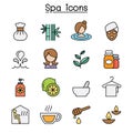 Spa and Alternative therapy color line icon set Royalty Free Stock Photo
