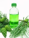 Spa aroma oil bottle with fir extract Royalty Free Stock Photo