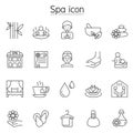 Spa, Aromatherapy icon set in thin line style Royalty Free Stock Photo