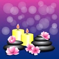 Spa background Bamboo candles Spa stones flowers for banner