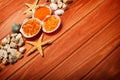 Spa background - bath salt and shell Royalty Free Stock Photo