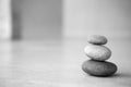 Spa background. Still life with water drops and zen black stone on serenity swimming pool