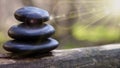 Stacked massage stones stock photo - copy spece text