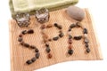 Spa Banner of stones on bamboo Royalty Free Stock Photo