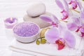 Spa and bath with orchids Royalty Free Stock Photo