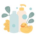 Spa bath relax ecological beauty product Washcloth, duck shampoo and shower gel Natural organic care