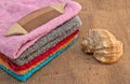 Spa bath towels and shell Royalty Free Stock Photo