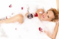 Spa and Bathing Concepts and Ideas. Sensual Alluring Caucasian B Royalty Free Stock Photo