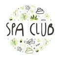 Spa and Beauty Hand Drawn Circle Arrangement Vector Template