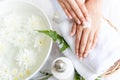 Spa beauty massage health wellness. Spa Thai therapy treatment aromatherapy for nail and hands Royalty Free Stock Photo