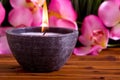 Spa candle and orchid Royalty Free Stock Photo