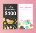 Spa Center Gift Voucher Template, Beauty Salon, Wellness Center, Relaxing Procedures, Skincare Treatment Promotional