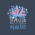 Spa club, health and beauty studio logo, badge for wellness, yoga center, health and cosmetics label, hand drawn vector