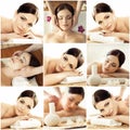 Spa collage: different types of massage. Massaging, spa, wellness, health care and healing therapy