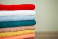 Spa. Colored Cotton Towels Use In Spa Bathroom. Towel Concept. Photo For Hotels and Massage Parlors. Purity and Softness Royalty Free Stock Photo