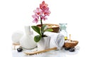 Spa composition with beautiful pink orchid Royalty Free Stock Photo