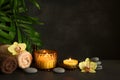 Spa composition with burning candles Royalty Free Stock Photo