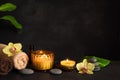 Spa composition with burning candles Royalty Free Stock Photo