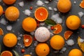 Spa composition with citrus bath bombs and oranges. Generative AI Royalty Free Stock Photo