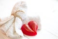 Spa composition with heart shaped soap towel close up. Royalty Free Stock Photo