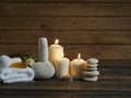 Spa composition on wooden background Royalty Free Stock Photo