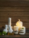 Spa composition on wooden background Royalty Free Stock Photo